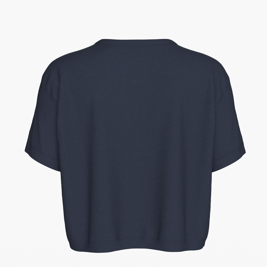 Damen SportsTech Box Crop T-Shirt (Navy Blau)