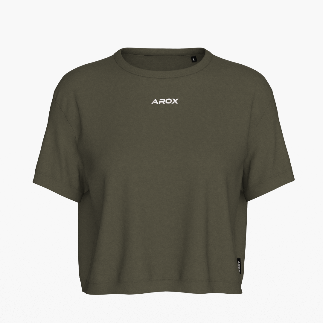 Damen SportsTech Box Crop T-Shirt (Ranger Green)