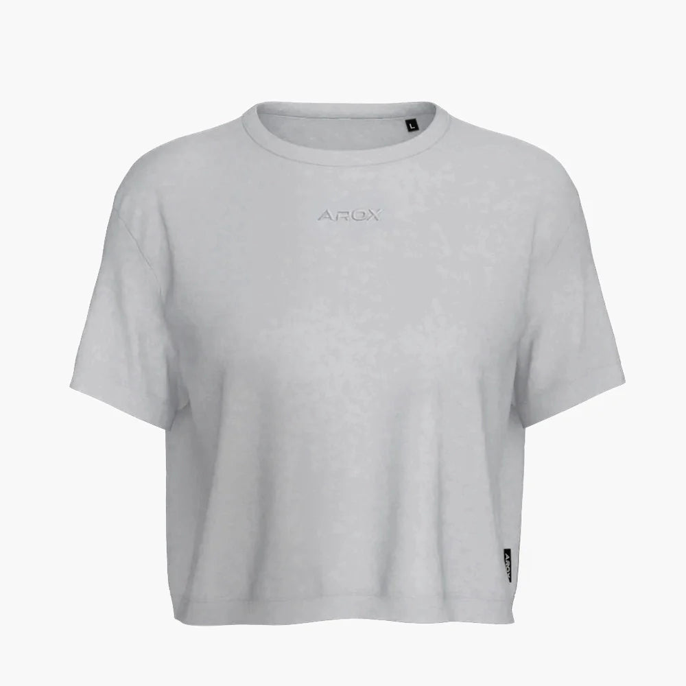 Damen SportsTech Box Crop T-Shirt (Hellgrau)