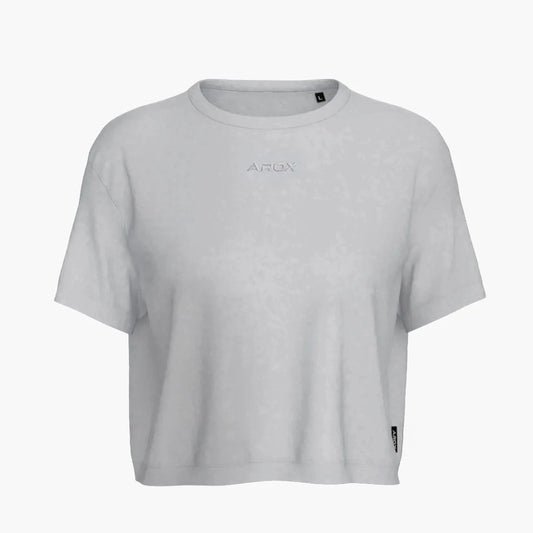 Damen SportsTech Box Crop T-Shirt (Hellgrau)