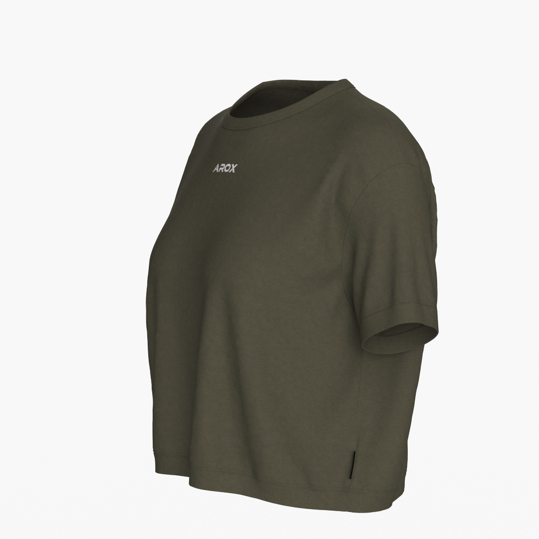 Damen SportsTech Box Crop T-Shirt (Ranger Green)