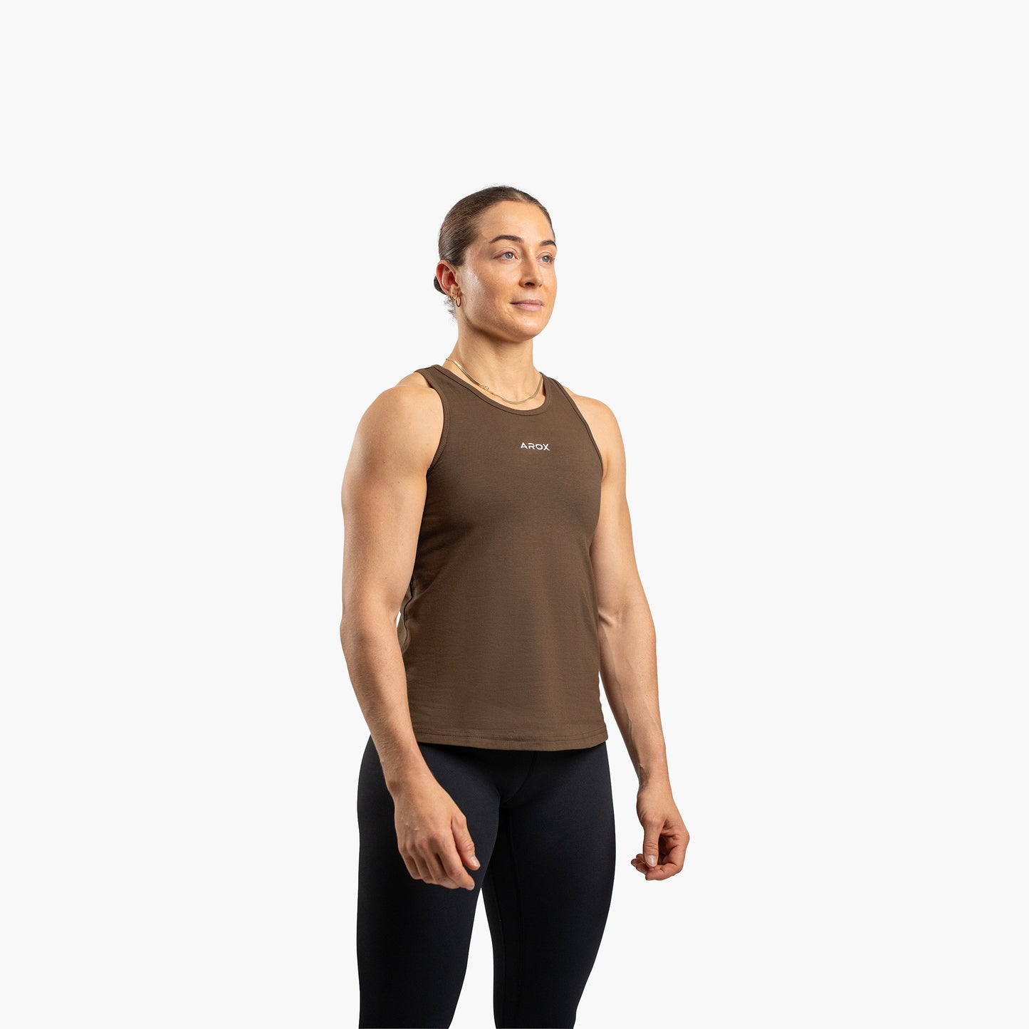 SportsTech Damen Long Top (Dunkelbraun)