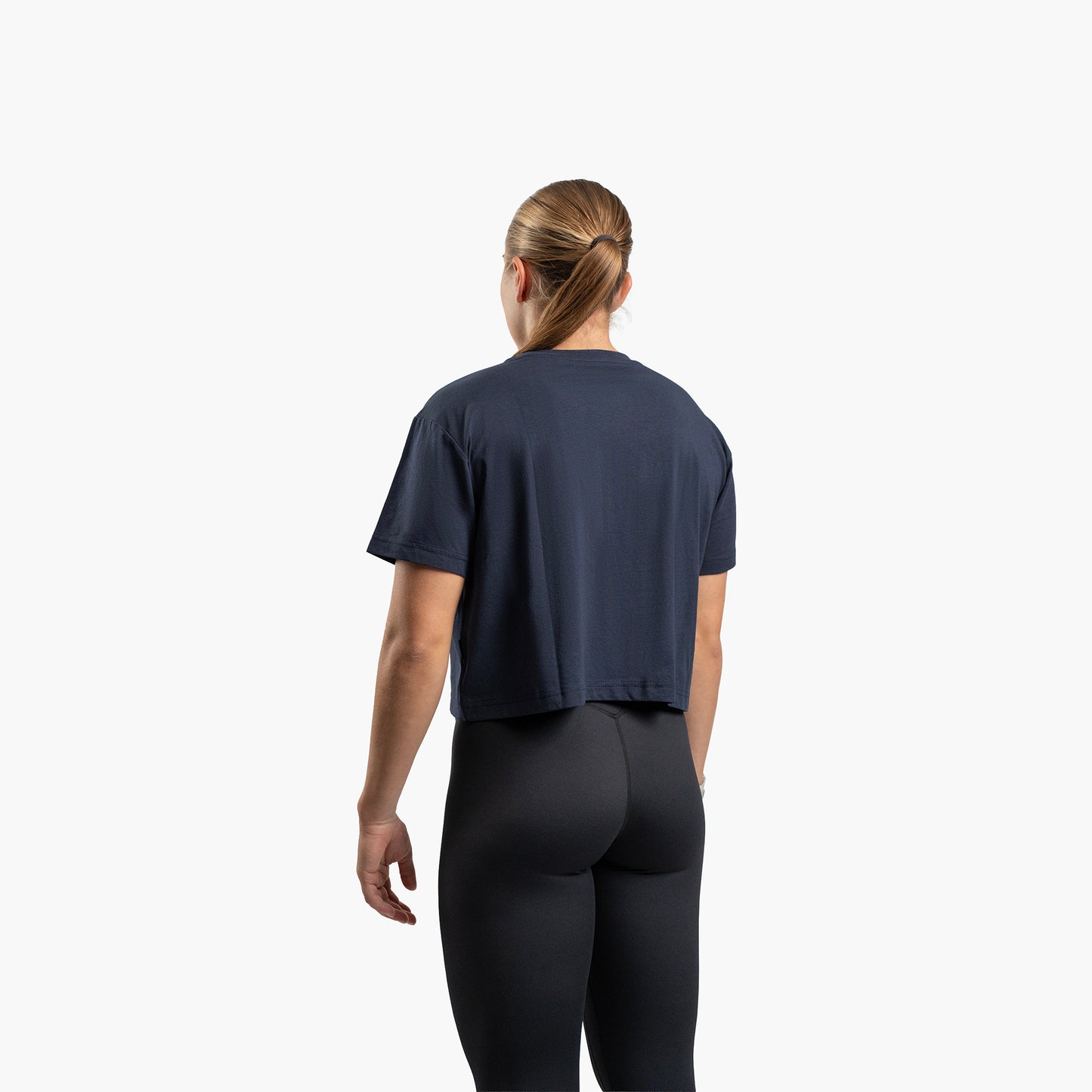 Damen SportsTech Box Crop T-Shirt (Navy Blau)