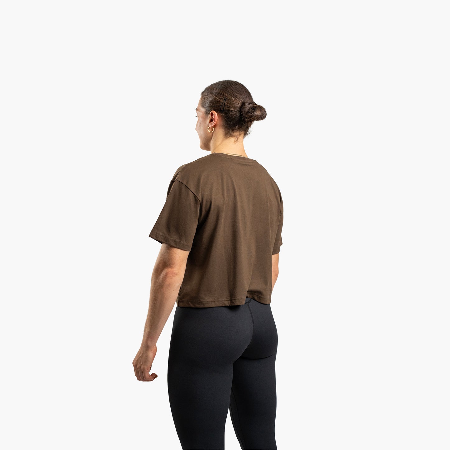 Damen SportsTech Box Crop T-Shirt (Braun)