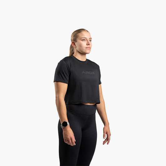 Damen EcoFlex Box Crop T-Shirt (Schwarz)