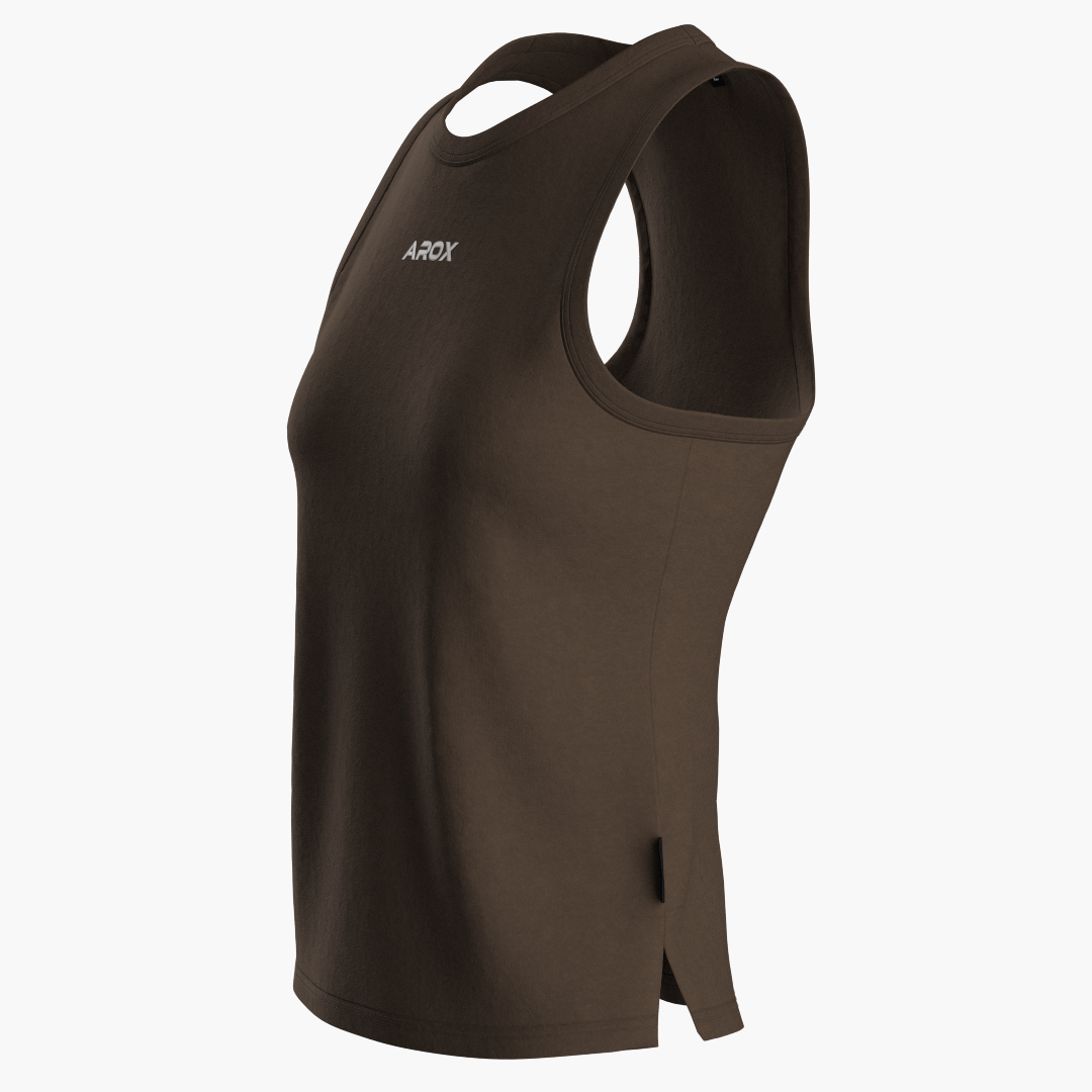 SportsTech Damen Long Top (Dunkelbraun)